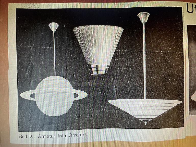 Edward Hald, a ceiling lamp, Orrefors, 1930s.