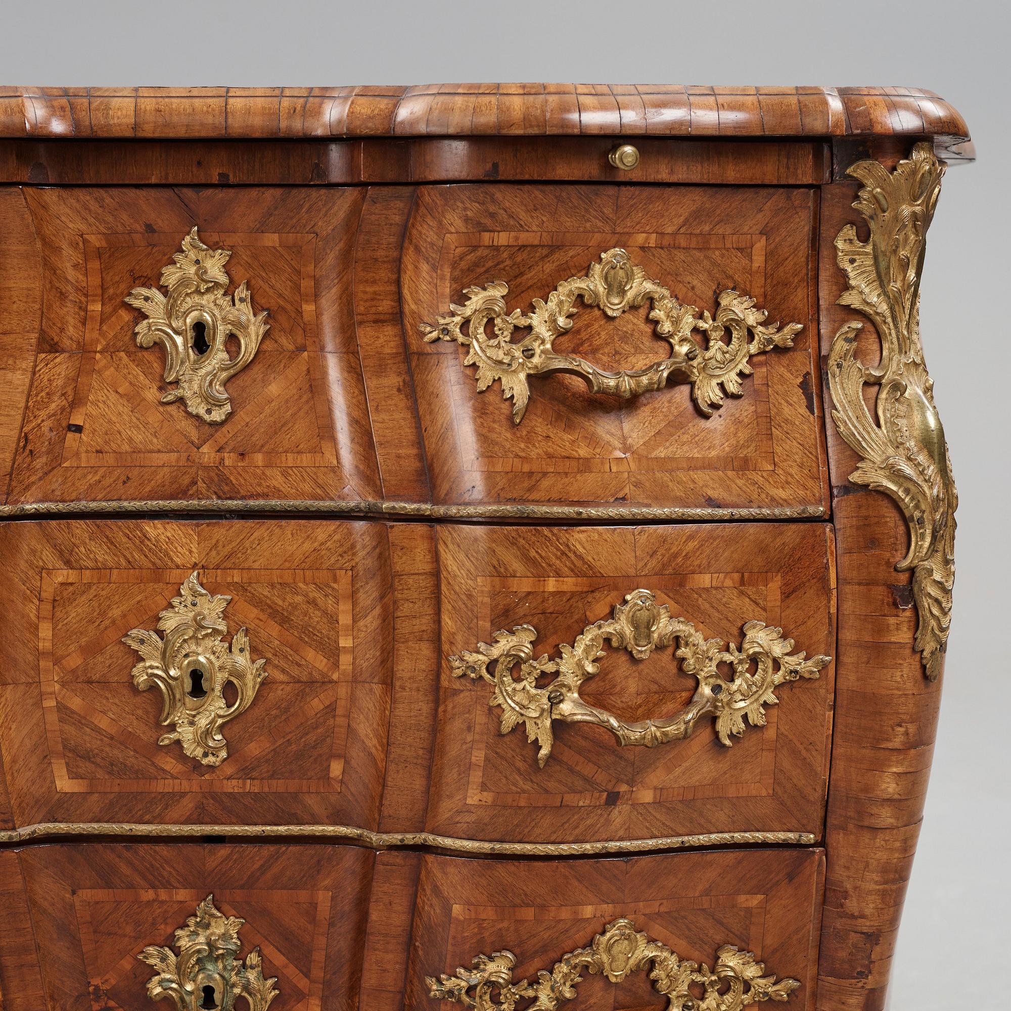 A Swedish Rococo 18th century commode by Christian Linning, master 1744.