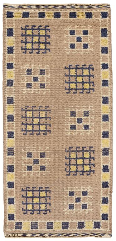 Märta Måås-Fjetterström, Matta, "Blåkroken", rya, ca 208,5-209,5 x 96-97,5 cm, signerad AB MMF.