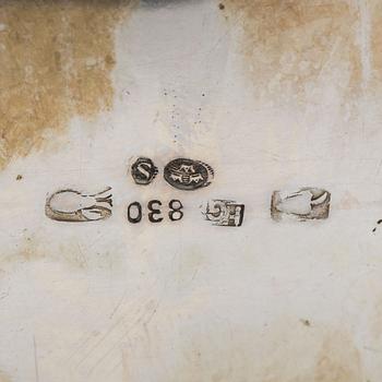 KAFFESERVIS, 3 delar, silver. Rokokostil, svenska importstämplar. Ca 1100g.