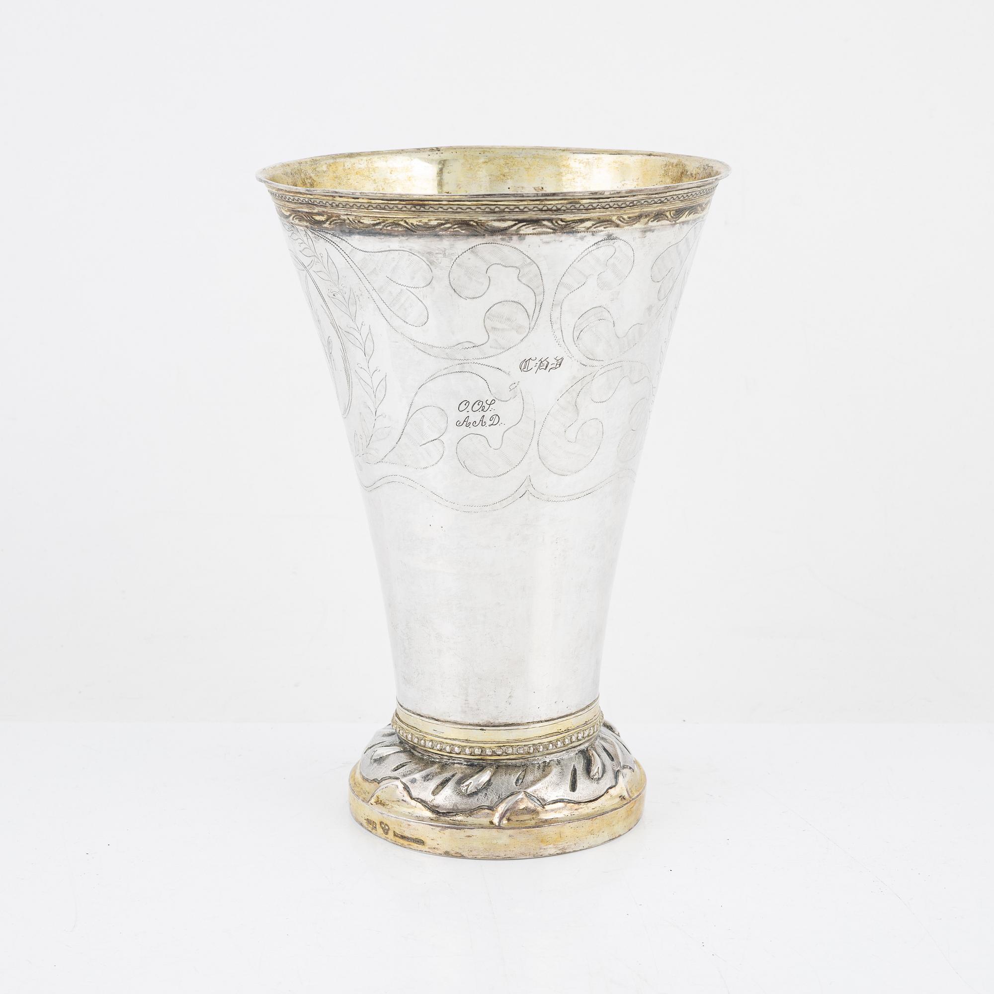 A Swedish Silver Beaker, mark of Olof H Bergström, Uppsala 1820.
