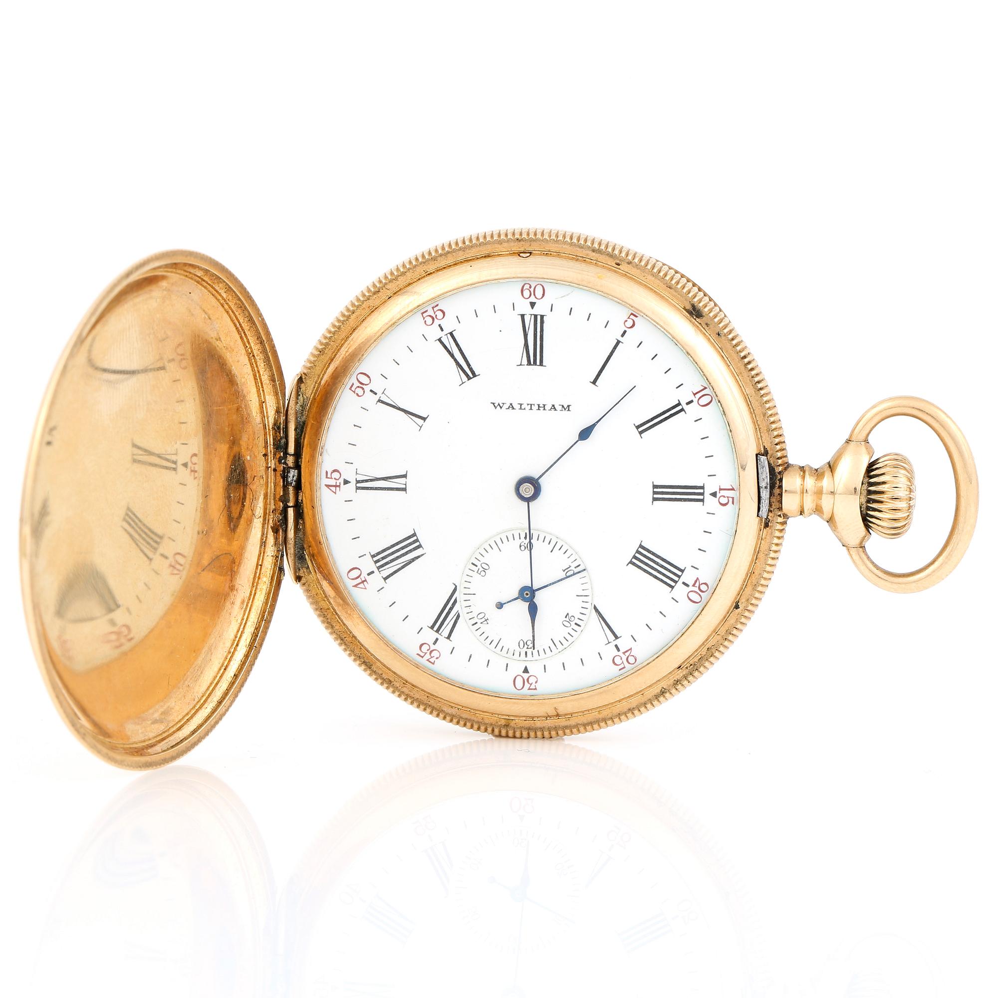 FICKUR, 14k guld, Waltham, USA, omkring sekelskiftet 1900-talets, troligen 1902. Vikt ca 73,40 g.