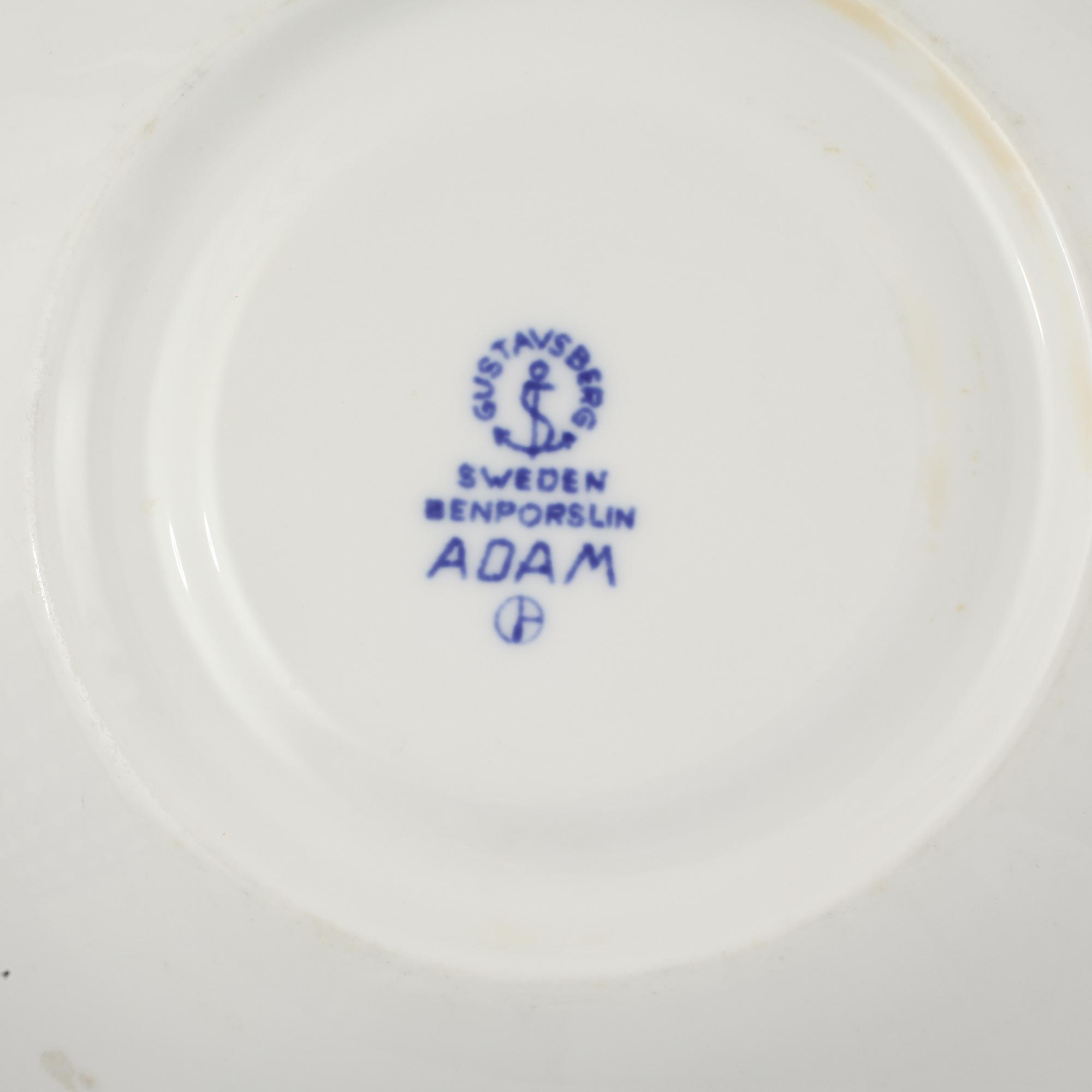 SERVISDELAR, 21 st, benporslin. "Adam", Stig Lindberg, Gustavsberg, 1900-talets andra hälft.