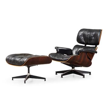 A Charles & Ray Eames 'Lounge Chair' and ottoman, Herman Miller, USA 1960-70's.