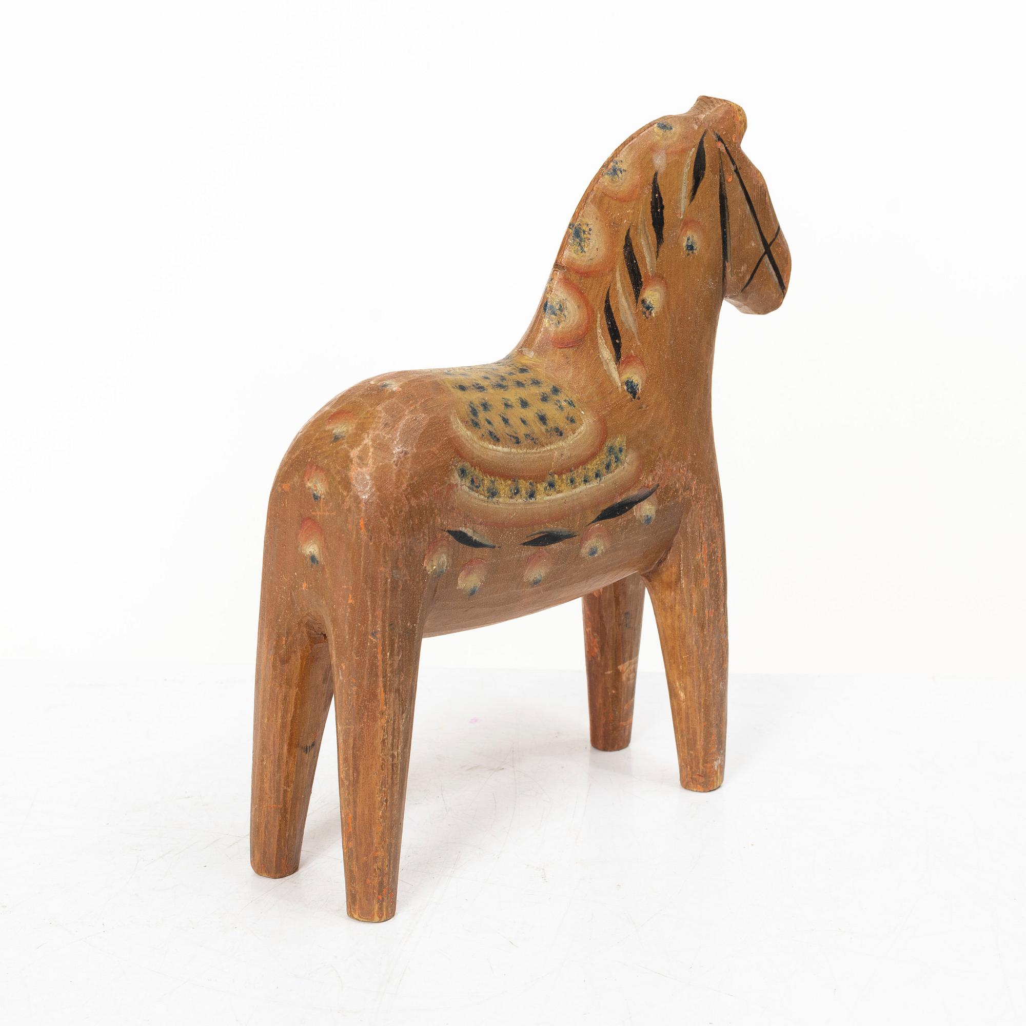 Dala horse, folk art, attributed to Erik Svensk, Bergkarlås, circa 1910-15.