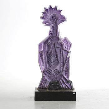 280. An Edvin Öhrström purple cast glass sculpture 'Phoenix', Lindshammar, Sweden ca 1967.