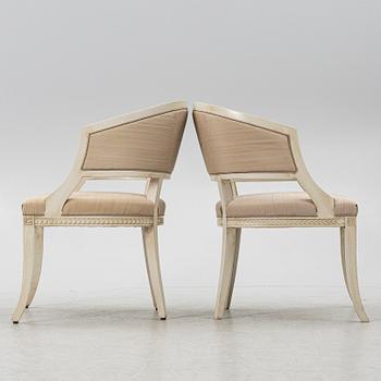 A pair of late Gustavian style armchairs, late 20th Century.