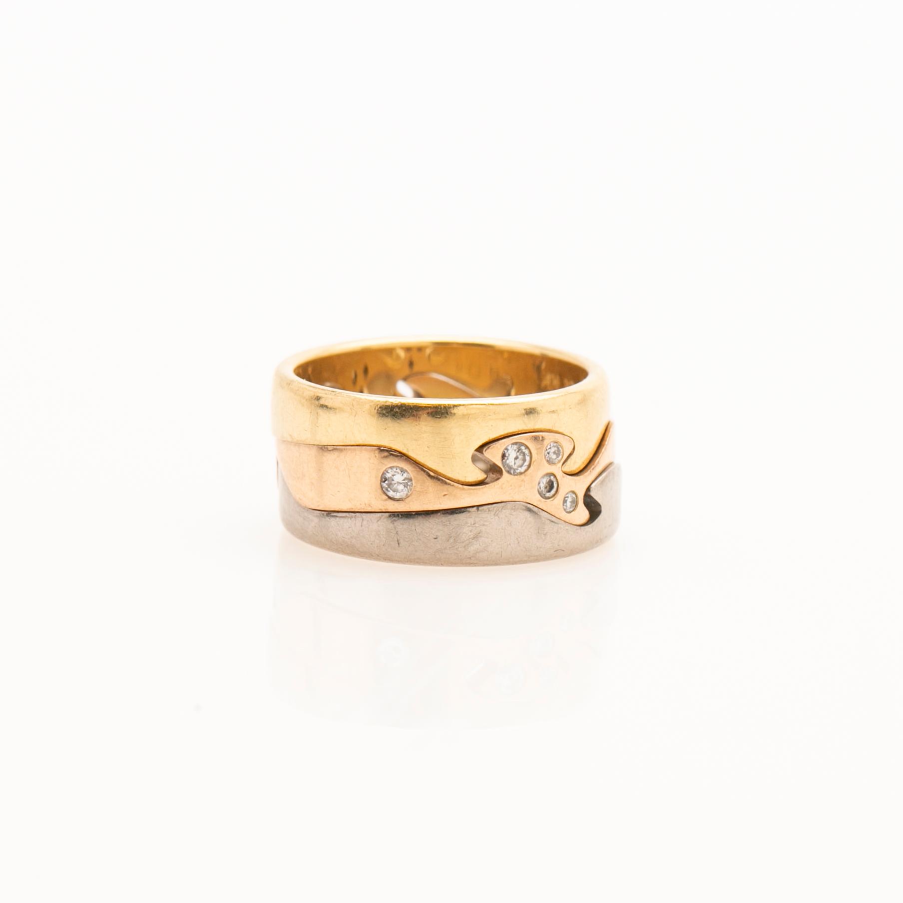 Georg Jensen, ring, 3 delar, "fusion", 18k guld med briljanter, Danmark.