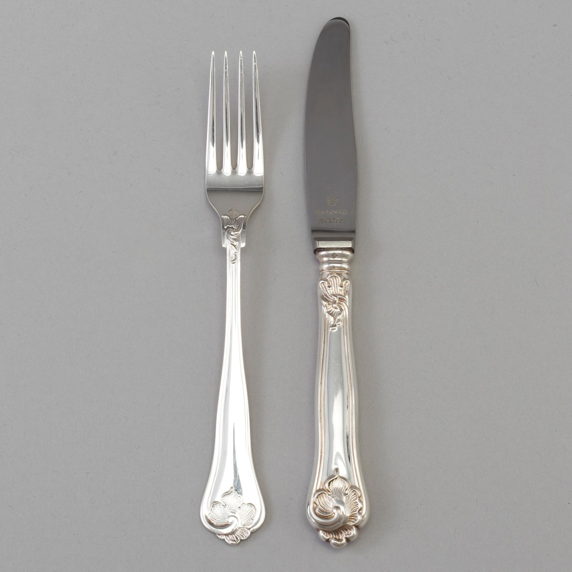 12 pieces of silver cutlery, Cohr Denmark, second half of the 20th century. Swedish importmarks. Weight ca 405 grams.