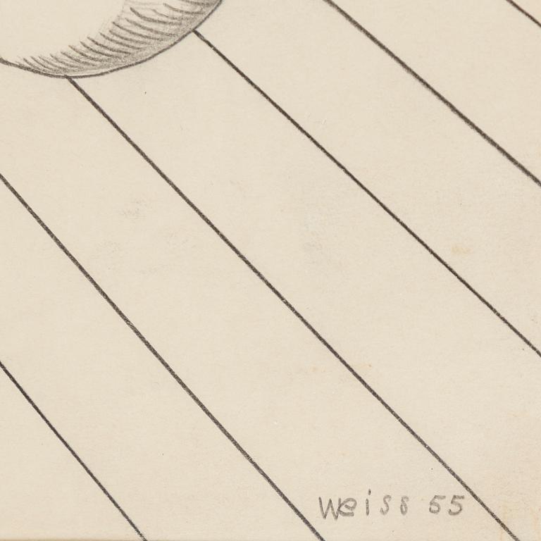 PETER WEISS, pencil on paper, signed Weiss and dated 1955.