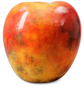 840. A Hans Hedberg faience sculpture of an apple, Biot, France.