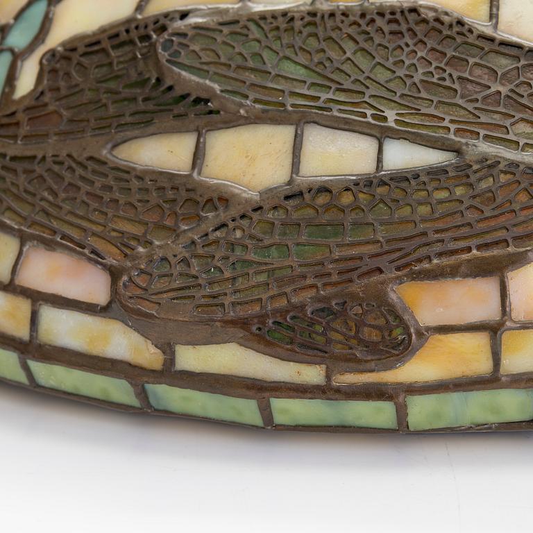 Tiffany Studios, a 'Dragonfly and Pony base' table lamp, New York around 1900.