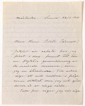 Selma Lagerlöf, a signed letter, Mårbacka, Sunne, 22/11 1914.
