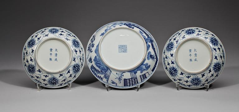 SKÅLFAT, 3 st porslin Kina 1800-tal.