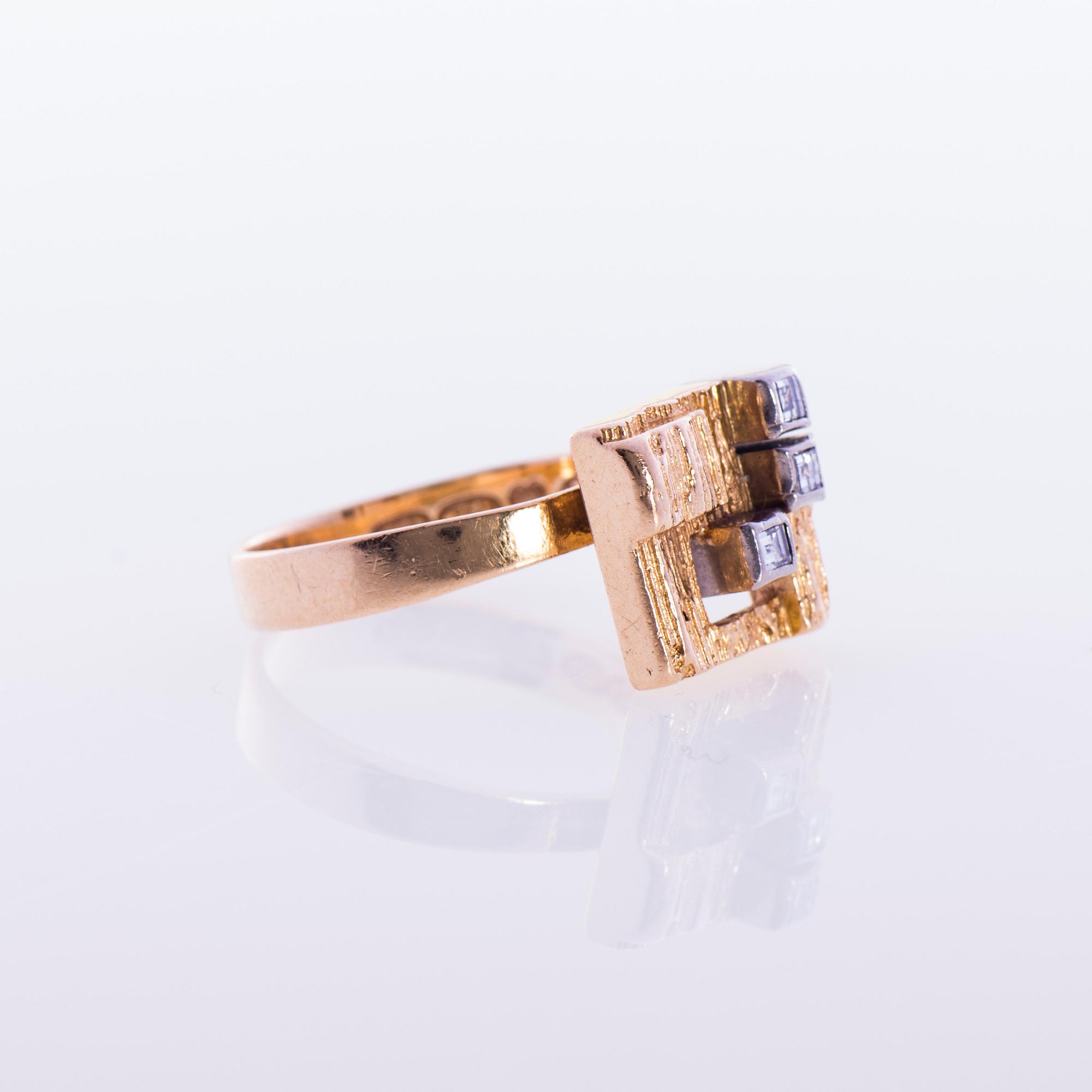 RING, 18K guld, carré-slipade diamanter. Lapponia 1966. Vikt ca 4,8 g.