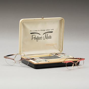 GLASÖGONBÅGSET med utbytbara bågar, "Perfect Mate", 1900-talets mitt, American Optical Company.