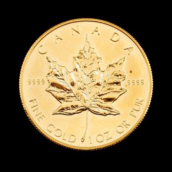 GULDMYNT, fine gold, 50 dollar, Elizabeth II, Canada, 1983. Vikt ca 31 gram.