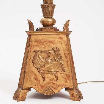 Helge Werner, a Swedish Grace gilt wood floor lamp, 1920-30s.