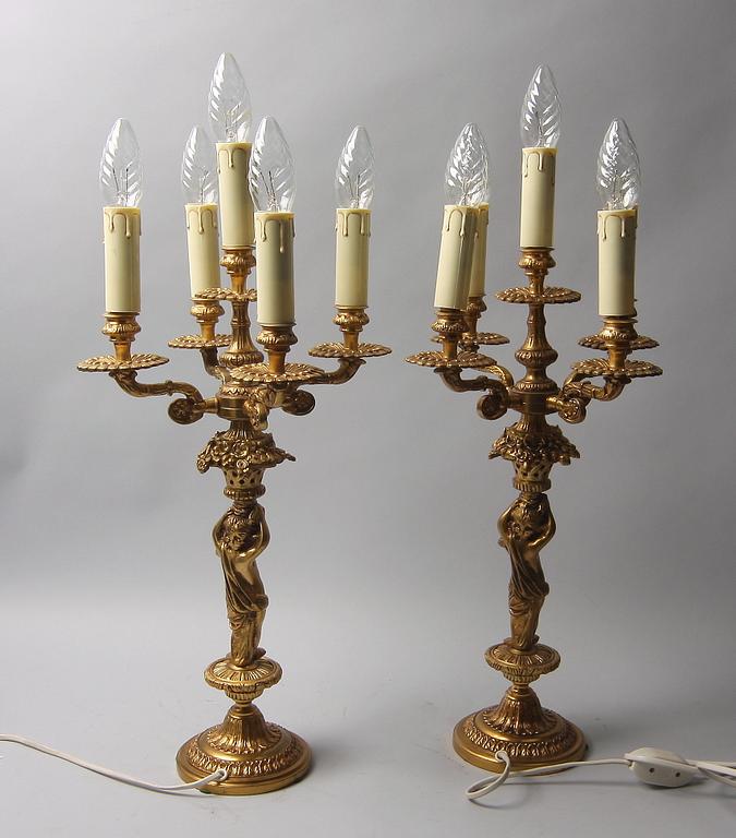 BORDSARMATURER, ett par, bl.a. mässing.