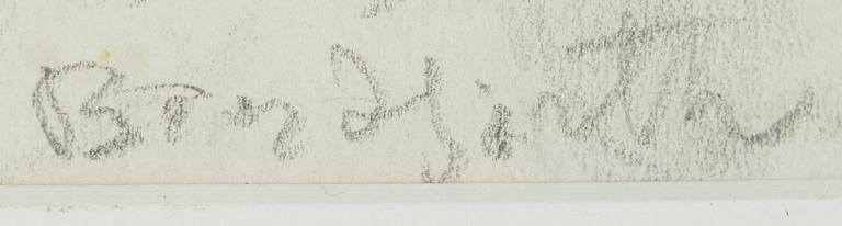 Bror Hjorth, blyertsteckning, signerad.