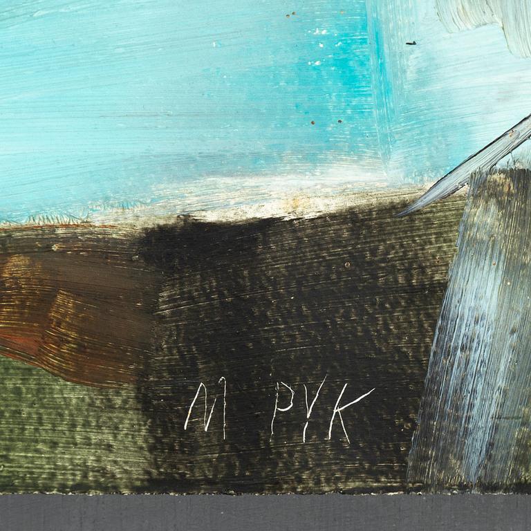 Madeleine Pyk, mixed media on panel, signed.