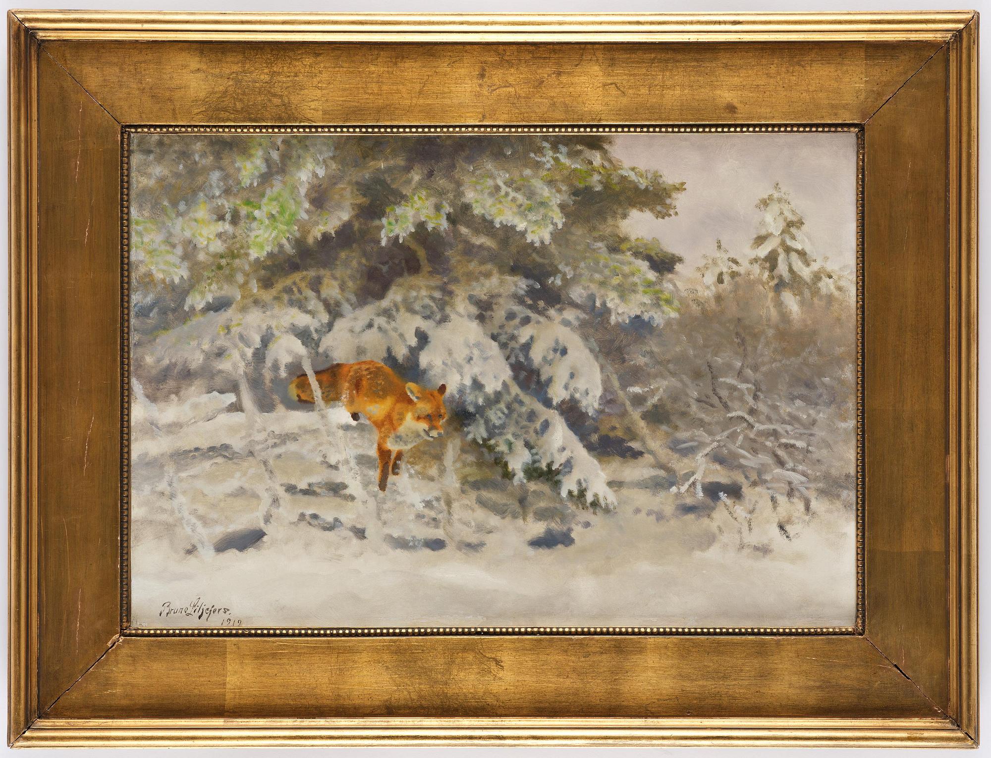 Bruno Liljefors, Fox in a winter landscape.