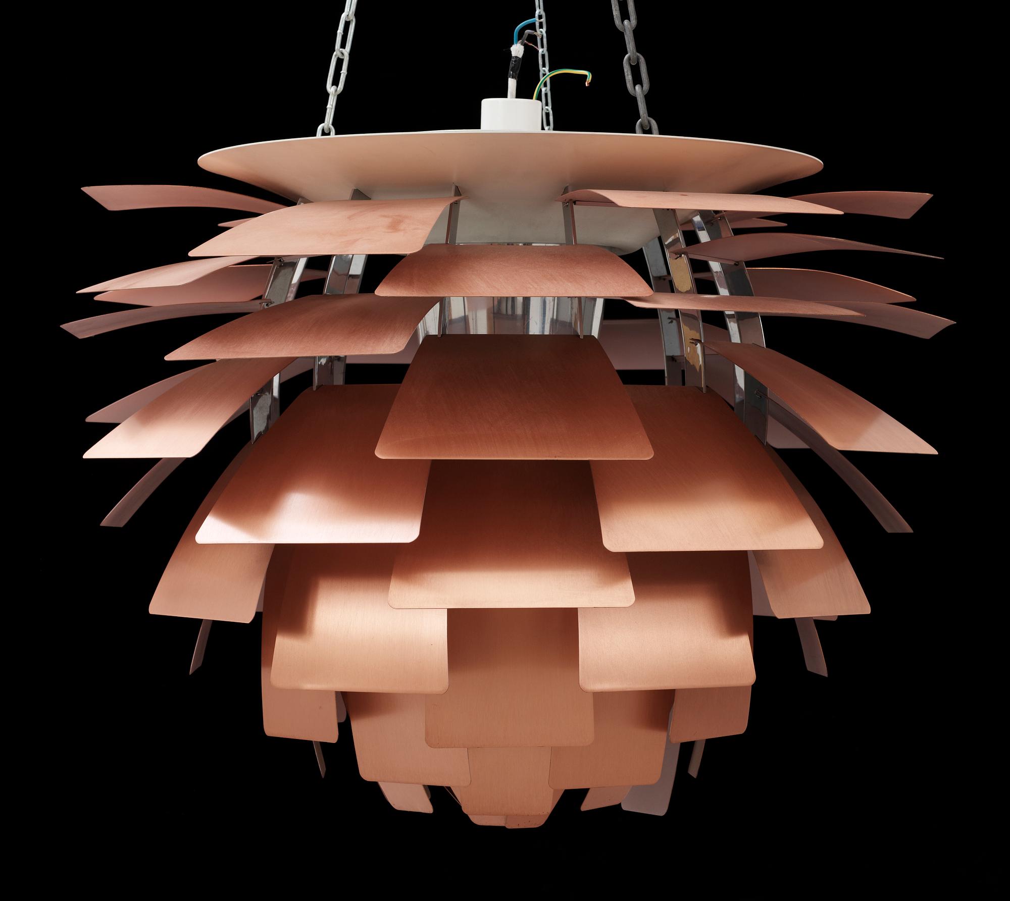 TAKLAMPA, "PH-Kotte", Poul Henningsen för Louis Poulsen. 1900-talets andra hälft. Diam 84, H 72.