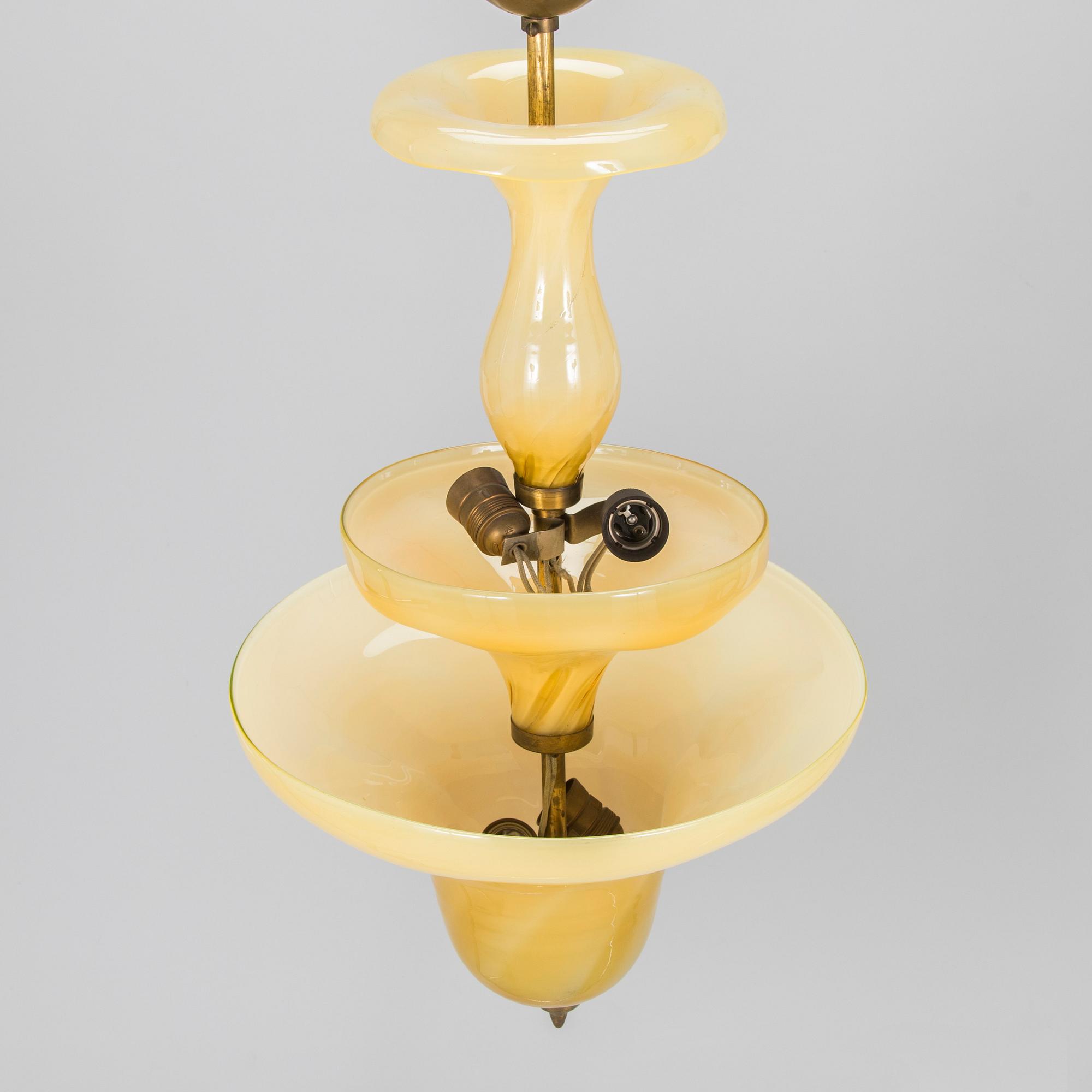 Paavo Tynell och Gunnel Nyman, taklampa, Köklax Glasbruk,  / Taito  1930-tal.