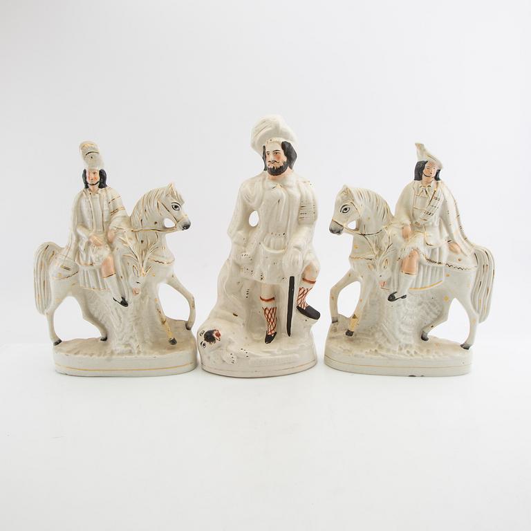 Eight Staffordshire-type figurines, England, early 20th Century.