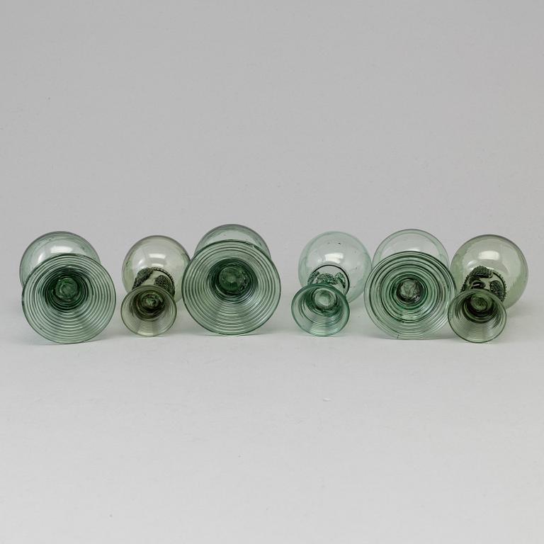 Six 19th century 'remmare' glasses.