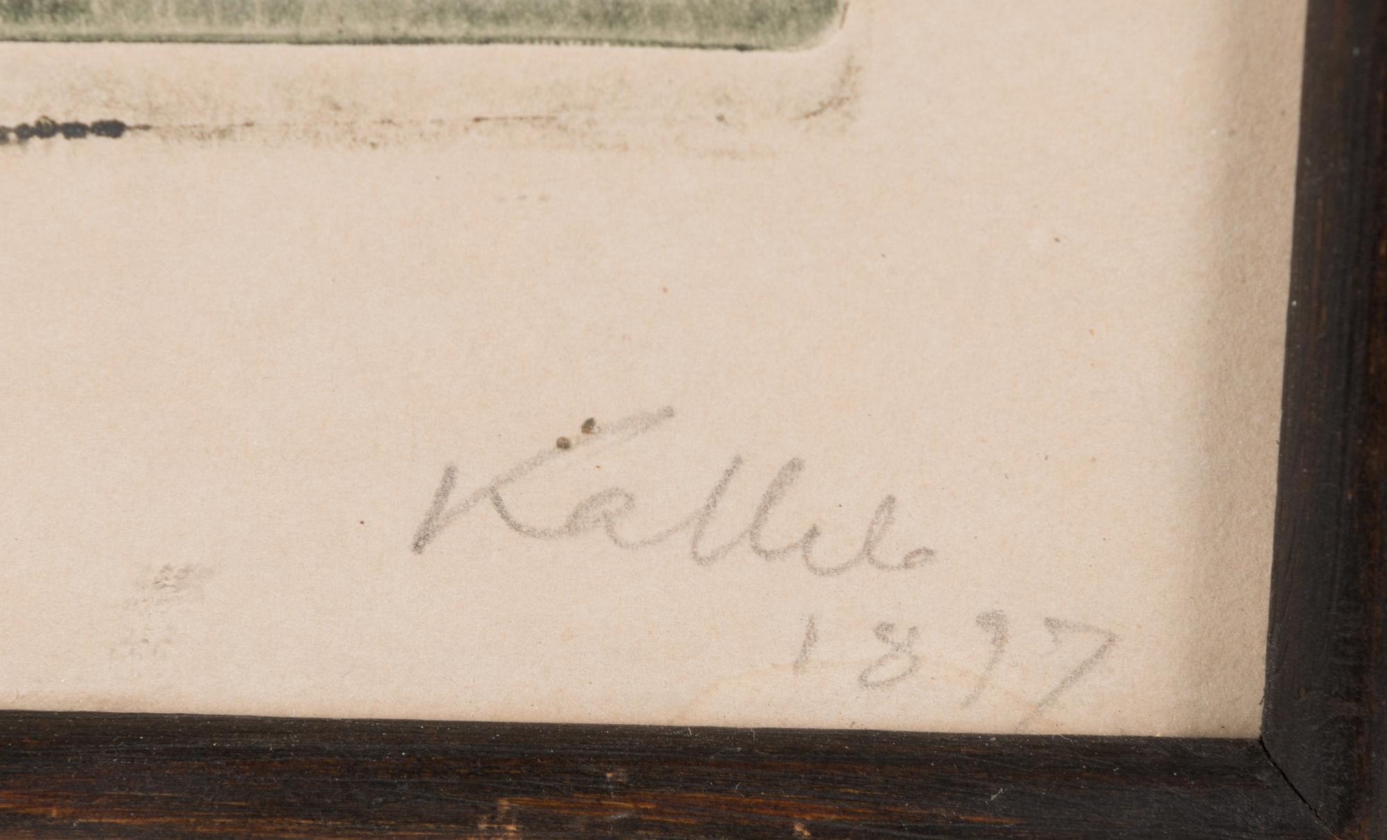 AKSELI GALLEN-KALLELA, etching, later signature with pencil "Kallela 1897".