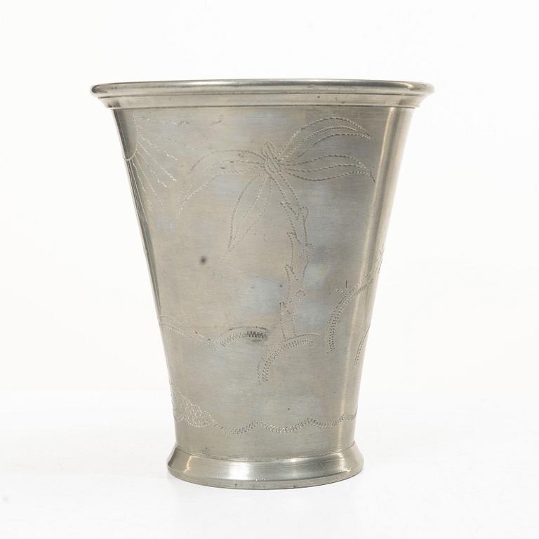 Nils Fougstedt, a pewter vase/ beaker, Firma Svenskt Tenn, model no A 40.