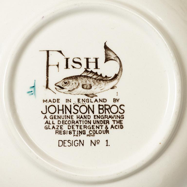 Service pieces, 11 pcs, ironstone, "Fish", Johnson Brothers, England.