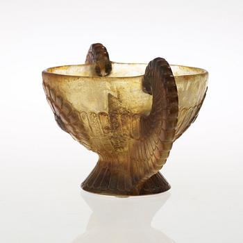 A Gabriel Argy- Rousseau pâte de verre bowl with handles, France, ca 1927.