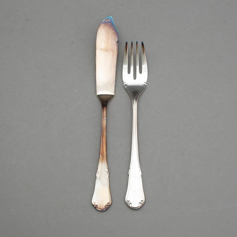 FISKBESTICK, silver, "Saga", KG Markströms Guldsmeds Ab, Lund, 1976. Vikt ca 1275g.