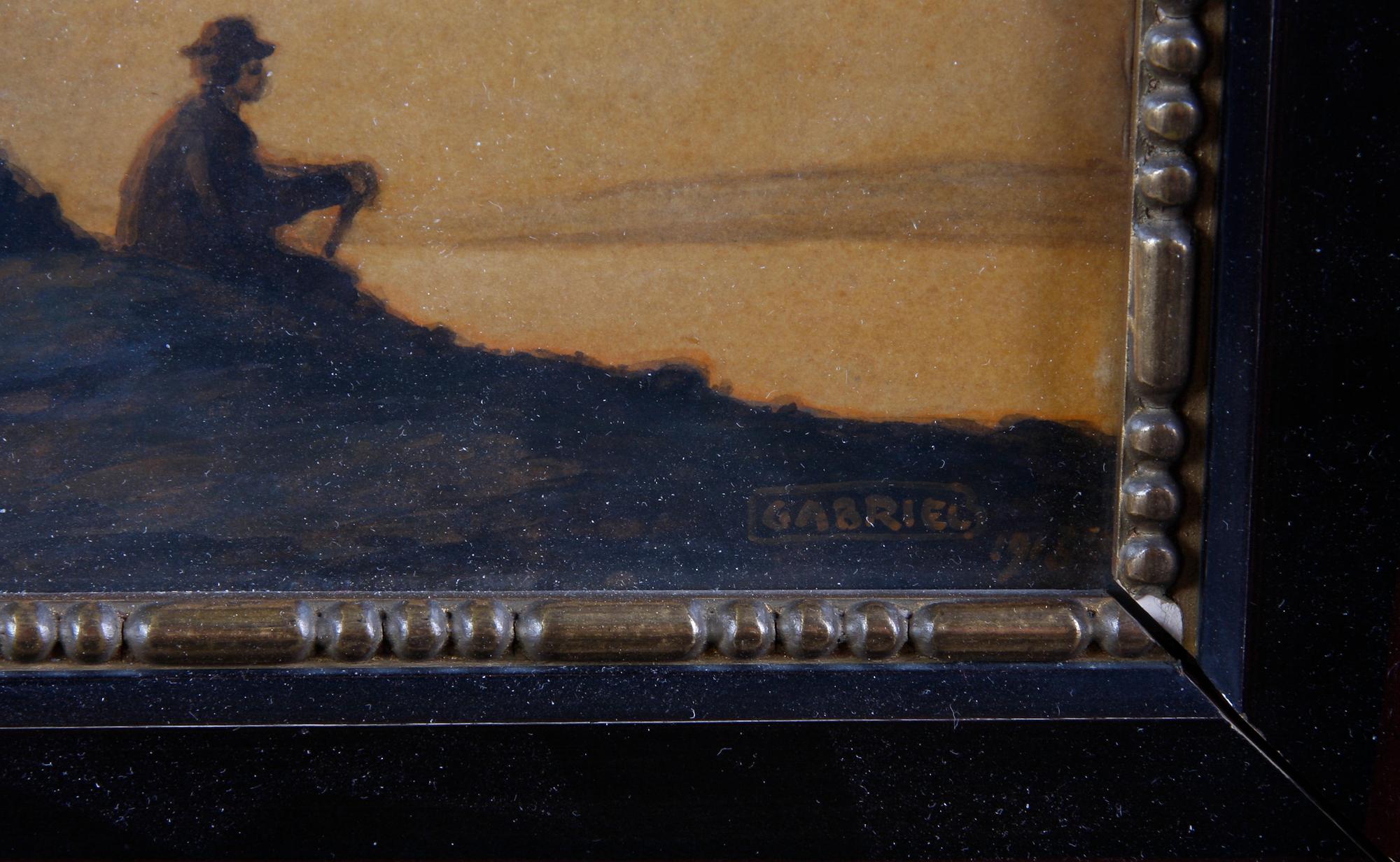 OKÄND KONSTNÄR. Blandteknik på papper, sign o dat Gabriel 1913.