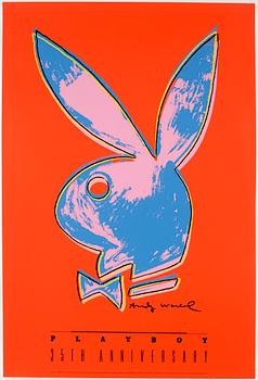 Andy Warhol · ANDY WARHOL, efter, färgoffset, "Playboy, 35th anniversary", signerad i trycket.