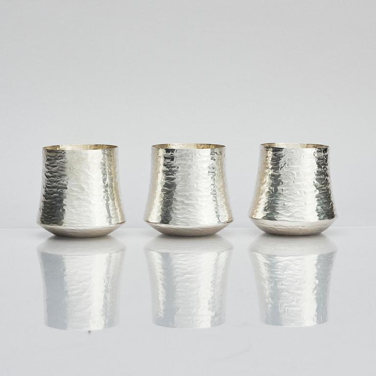 Tapio Wirkkala, a silver pitcher with six beakers, Kultakeskus, Tavastehus Finland 1970-80's.