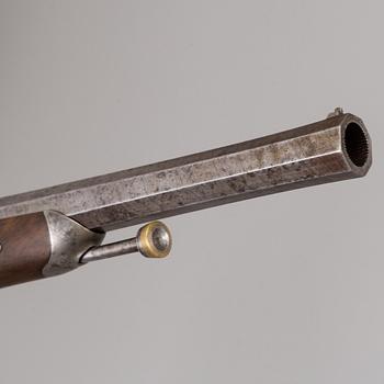 A 1840's French cased percussion pistols marked: Mre Rle de Maubeuge.