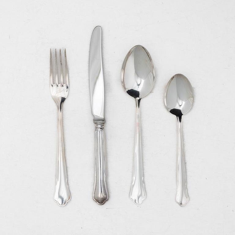 Bestickuppsättning, 33 delar, silver, modell "Chippendale", GAB, Eskilstuna, bl a 1999.