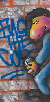 Trama, spray paint, a tergo signed and dated -19.