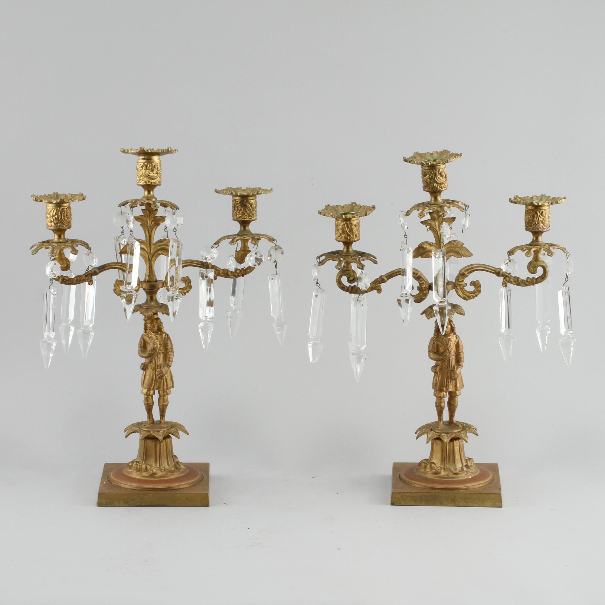 KANDELABRAR, ett par, sent 1800-tal.