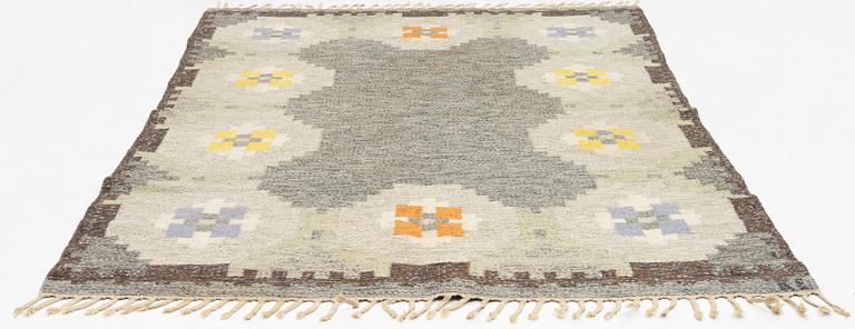 A flat weave carpet, signed RE, ca  222 x 155 cm.