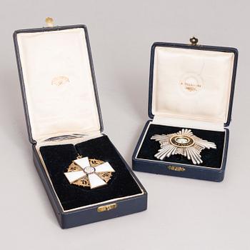 KOMMENDÖRSTECKNET AV I KLASS AV FINLANDS VITA ROS' ORDEN, silver, emalj, A Tillander, Helsingfors 1940 och 1976.