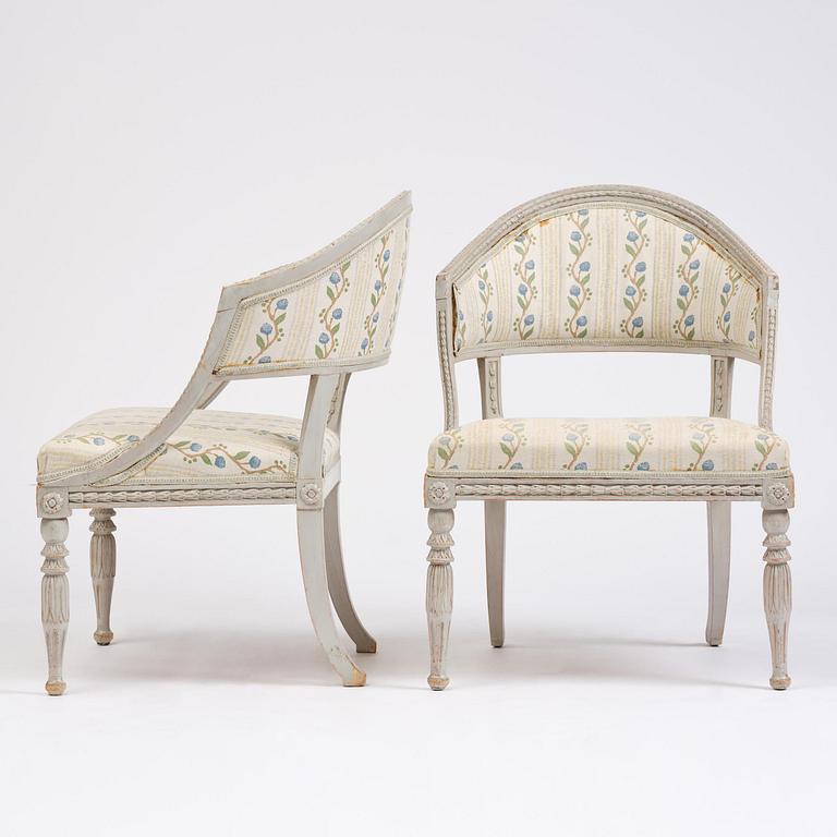 A pair of Late Gustavian style armchairs early 19th century.