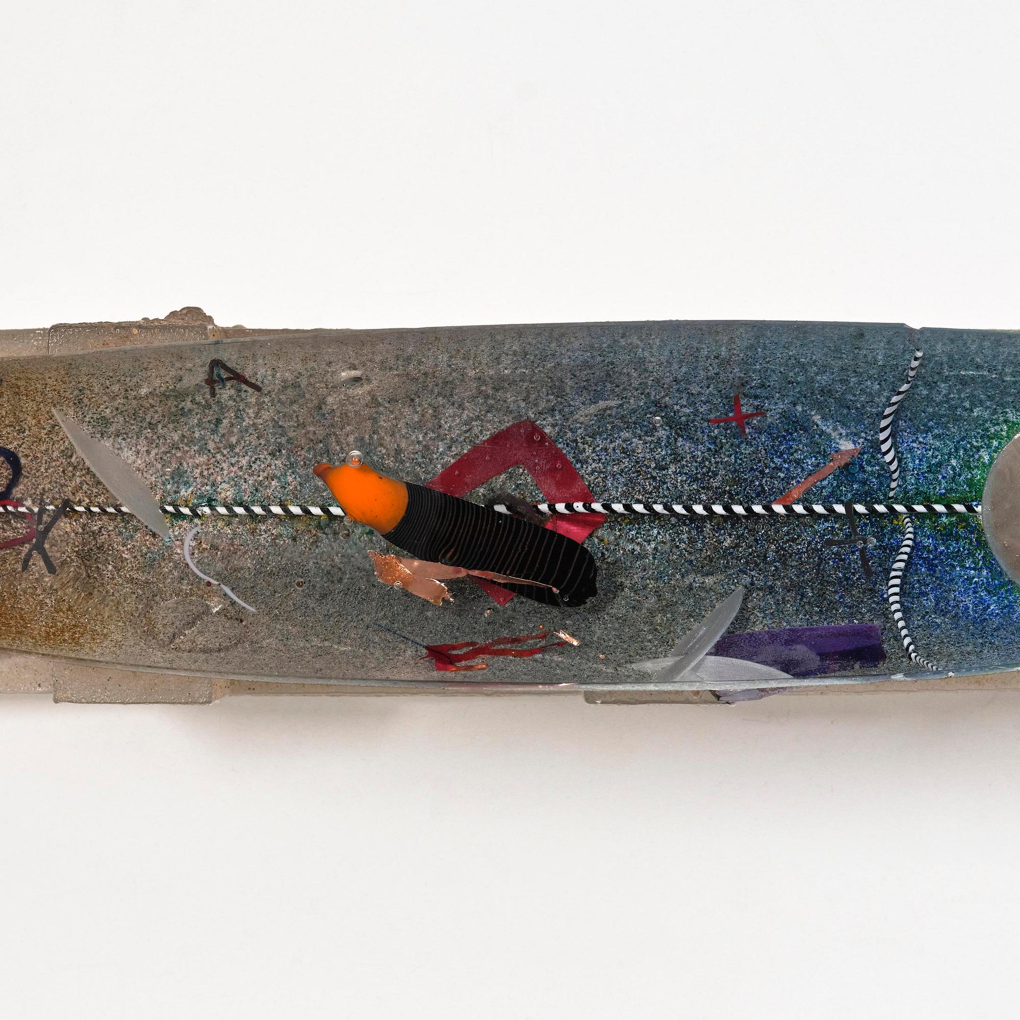Bertil Vallien, a unique sand cast glass sculpture of a boat, Kosta Boda.