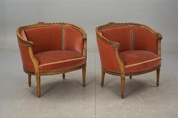 SALONGSMÖBLEMANG, 3 delar, gustaviansk stil, 1900-talets början.