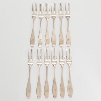 A 45 piece set of silver cutlery, Hämeenlinna, Turku, Vaasa, 1937-1963.