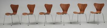 STOLAR, "Sjuan", 6 st, Arne Jacobsen, Fritz Hansen, 1960-tal.