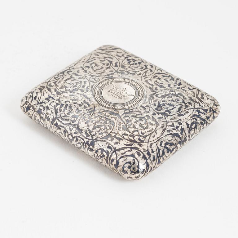 A Russian silver niello box, Moscow 1890.